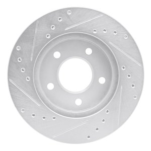 Buick Rendezvous Brake Rotor (1) - Front Right - R1 Concepts - Drilled & Slotted - Silver - `01-`07
